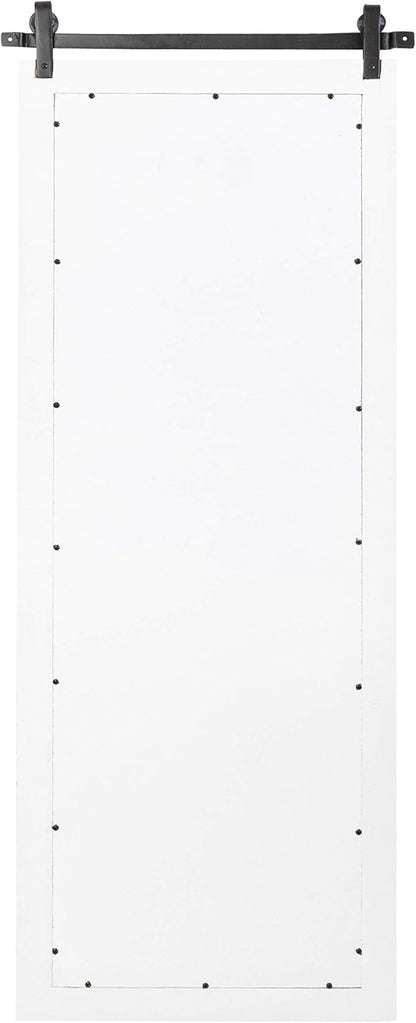 Kate and Laurel Cates Farmhouse Wood Framed Full Length Panel Mirror, 18 x 50, White, Barn Door-Inspired Rustic Mirrors for Wall
