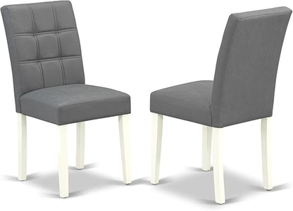 East West Furniture LGAS7-LWH-41 7 Piece Kitchen Table Set Contain A Modern Table and 6 Platinum Gray Polyester Fabric Dining Chairs with Stylish Back- Linen White Finish