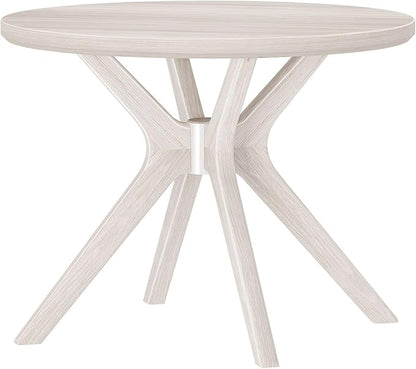 Plank+Beam Verso Round Dining Table, 38 Inch Solid Wood Kitchen & Dining Room Table, Minimalist Table for Dining Room, Kitchen Dinner Table, Coastal White