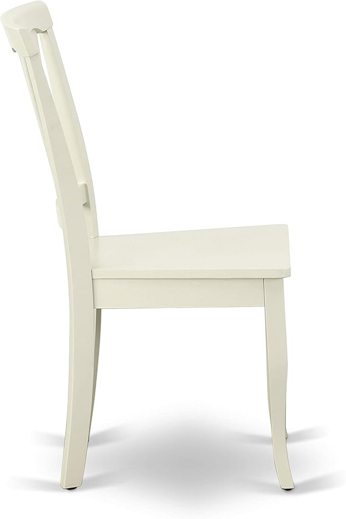 East West Furniture LGAV7-LWH-W 7 Piece Dining Room Table Set Consist of a Rectangle Kitchen Table with Butterfly Leaf and 6 Dining Chairs, 42x84 Inch, Linen White