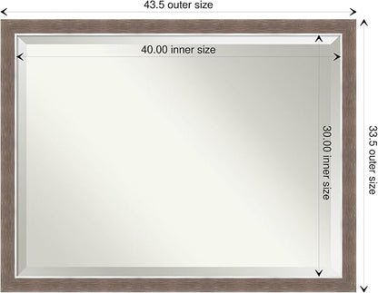 Amanti Art Brown Wall Mirror 34x44 Noble Mocha Rectangle Bathroom Mirror for Wall Decor Living Room, X-Large Casual Frame, Hangs Horizonally and Vertically, Bathroom Decor, Beveled Edge from WI, USA