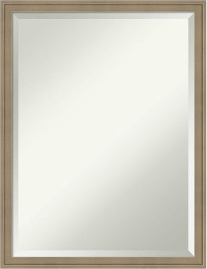 Amanti Art Brown Bathroom Mirror for Over Sink, 26x20 Florence Light Brown Rectangle Vanity Mirror, Medium Casual Frame, Hangs Horizonally and Vertically, Bathroom Wall Decor, Beveled Edge