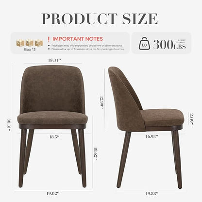 COLAMY Upholstered Dining Chairs Set of 6, Modern Kitchen Chairs with Back, Leather Side Dining Room Chairs with Wood Legs for Kitchen Dining Room Restaurant, Dark Brown