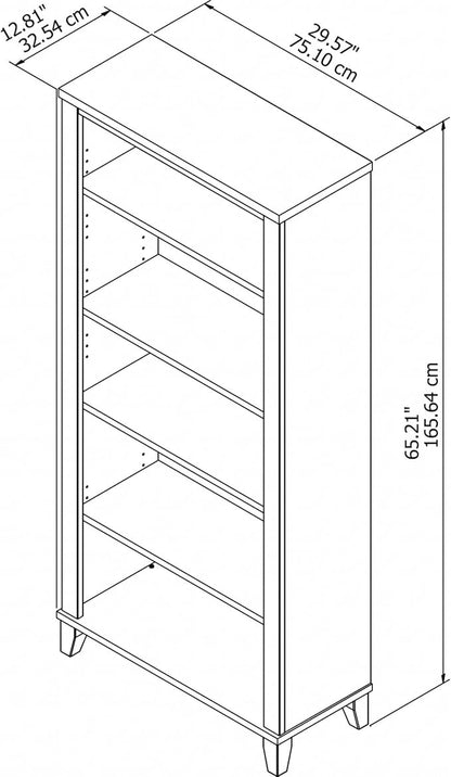 Bush Furniture Somerset 5 Shelf Bookcase in Mocha Cherry, Tall Bookshelf, Large Book Shelf for Living Room, Home Office, or Entryway