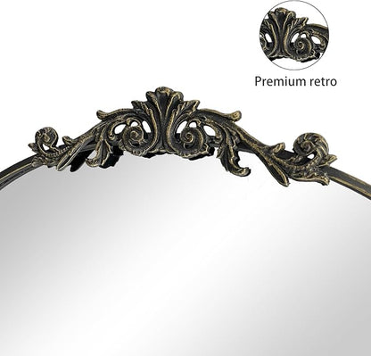 Wall Mirror Window Decorative Traditional Mirrors Antique Arched Farmhouse for Living Room Bedroom Entryway Bathroom Vanity (36 * 24 * 1.2, Black)