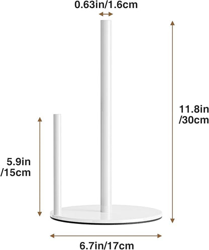 Paper Towel Holder White Kitchen Roll Holder, Paper Towel Holder for Kitchen Roll Organize, Countertop Roll Dispenser with Weighted Base