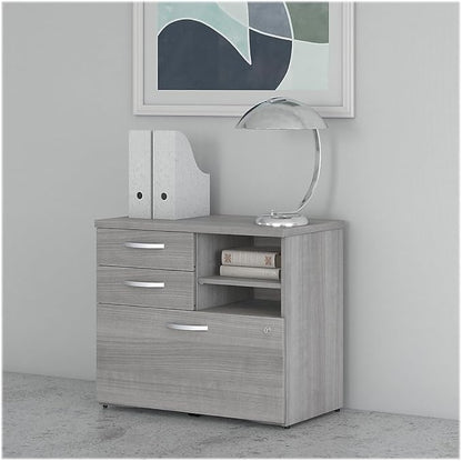 Bush Business Furniture Studio C Office Storage Cabinet with Drawers and Shelves in Platinum Gray, Organization for Home or Professional Workspace
