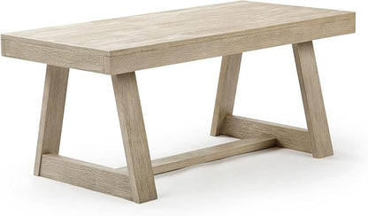 Plank+Beam Classic Rectangular Coffee Table, 40 Inch Farmhouse Coffee Table, Mini Center Tables for Small Spaces, Small Living Space Tea Table, Seashell Wirebrush