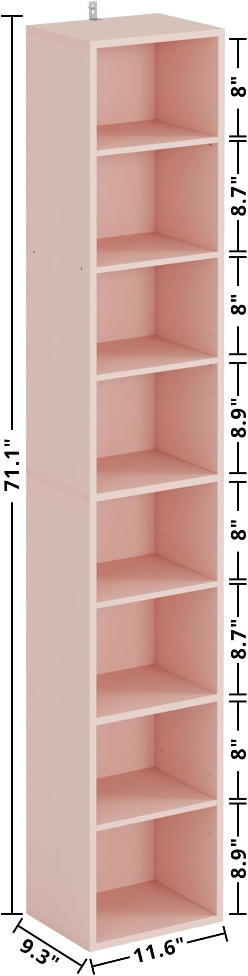 IRONCK Tall Narrow Bookshelf 8 Tiers, Compact Corner Bookcase, Easy to Match for Living Room, Office, Study, Bedroom
