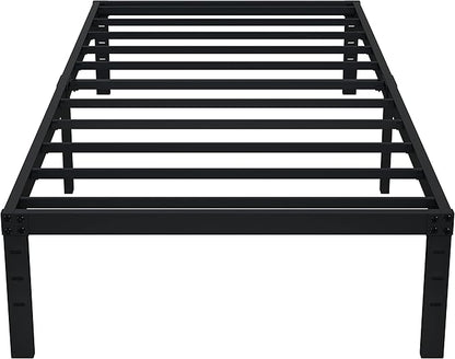 EMODA 14 Inch Twin Bed Frames No Box Spring Needed, Heavy Duty Metal Twin Platform Bed Frame, Noise Free, Easy Assembly, Black