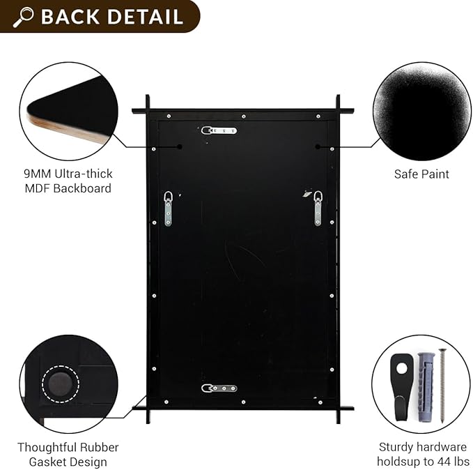 ANDY STAR Black Vintage Bathroom Mirror, 24x36 Inch Cross Corner Mirrors for Bathroom in 1 Inch Stainless Steel Metal Frame Minimalist for Home Decor Wall Mounted Horizontal/Vertical