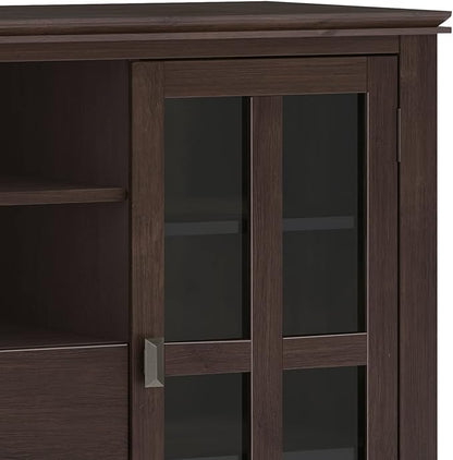 SIMPLIHOME Artisan SOLID WOOD 53 inch Wide Contemporary TV Media Stand in Dark Chestnut Brown For TVs up to 60 inches for the Living Room and Entertainment Center