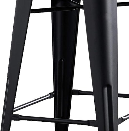 AC Pacific 24” Metal Barstool Set of 4 – Country Rustic Style with Low Back, Lightweight & Sturdy Build, Easy Assembly – Matte Black