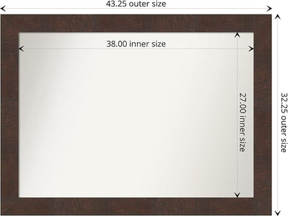 Amanti Art White Bathroom Mirror for Over Sink, 31x42 Wedge White Rectangle Vanity Mirror, X-Large Modern Frame, Hangs Horizonally and Vertically, Bathroom Wall Decor, Non-Beveled Edge from WI, USA