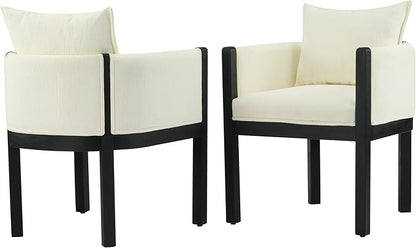 Christopher Knight Home Lucid Linen Upholstered Dining Chairs Set of 2, Rubber Wood Dining Room Chairs, Modern Armchair, Extra Seating for Dining Room, Versatile Indoor Furniture, White + Black