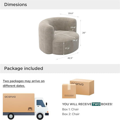 Acanva Luxury Modern Tight Curved Back Velvet Sofa, Minimalist Style Comfy Couch for Living Room Apartment Reception Space, Cream Single Chair Set of 2