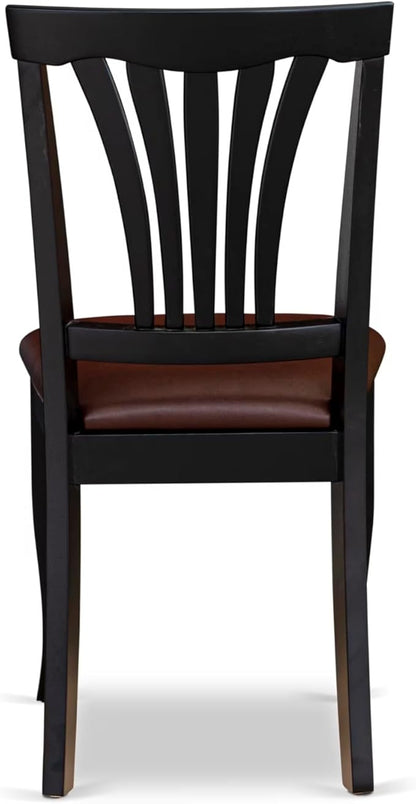 East West Furniture HLAV3-BCH-LC 3 Piece Dinette Set for Small Spaces Contains a Round Dining Table with Pedestal and 2 Faux Leather Dining Room Chairs, 42x42 Inch, Black & Cherry