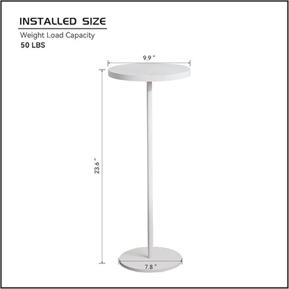 Small Side Table, Metal Round Drink Table, Desktop Diameter 9.99“ for Living Room Bedroom Small Spaces Sofa Couch Chair, White