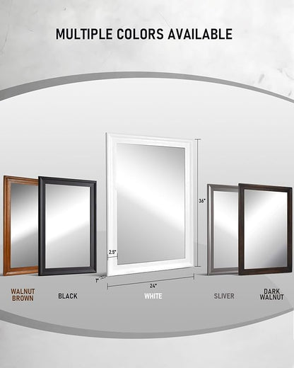 CULER Black Wood Wall Mirror for Bathroom,Rectangle Rustic 24 x 36 inch Hanging VanityMirrors with Wooden Frame for Living Room,Bedroom,Entryway