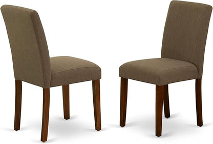 East West Furniture CAAB5-MAH-18 5 Piece Modern Dining Table Set Includes a Rectangle Wooden Table and 4 Coffee Linen Fabric Upholstered Parson Chairs, 36x60 Inch, Mahogany