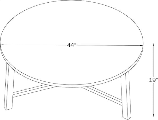 Alaterre Furniture Coffee Table - Newbury Collection 44-Inch Round Living Room Table - Solid Wood Farmhouse Coffee Table (Pecan Finish)
