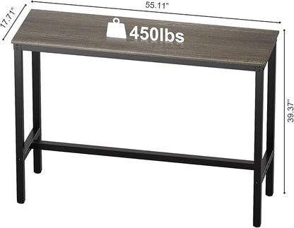 Teraves Bar Table, Bar Height Pub Table, Counter Height Table with Sturdy Metal Frame, Rectangular High Top Table for Kitchen & Dining, Living Room (55.11", Black Oak)