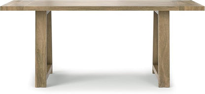 SIMPLIHOME Whitley Dining Table - 72 inch Wide Solid Mango Rectangular Kitchen Table with Trestle Base in Grey Wash, Modern Farmhouse Style for Dining Room or Family Room, Seats 6