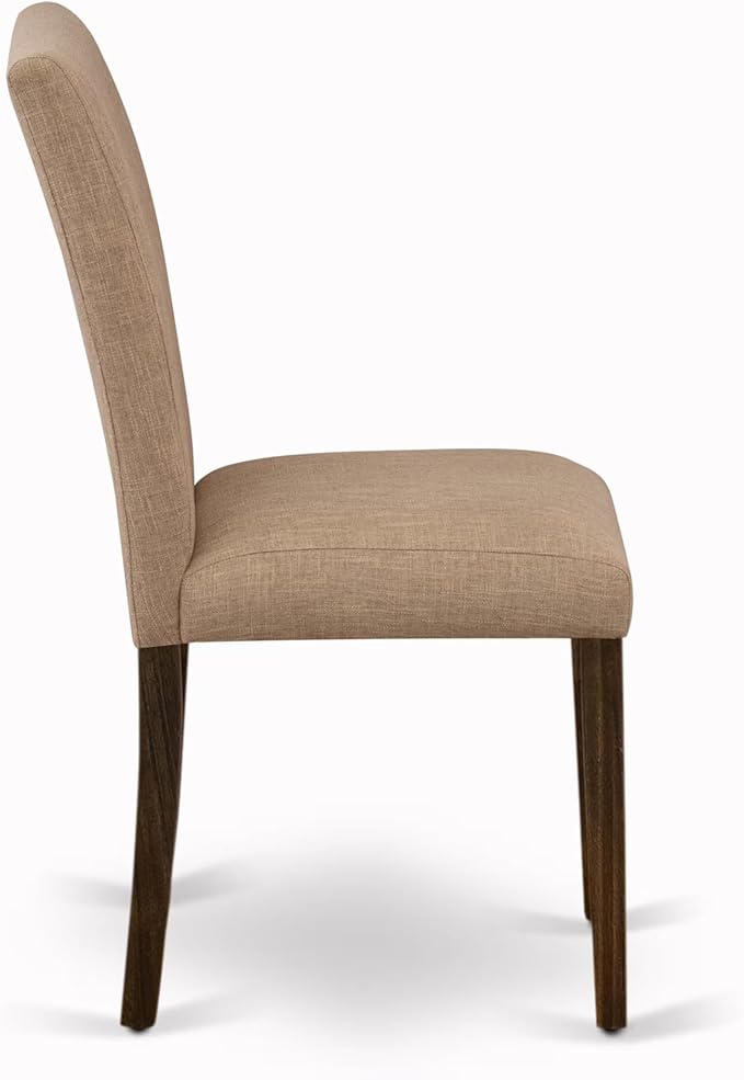 East West Furniture V777AB747-5 5 Piece Kitchen Table Set for 4 Includes a Rectangle Dining Room Table with V-Legs and 4 Light Sable Linen Fabric Upholstered Chairs, 40x72 Inch, Multi-Color