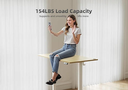 Seang Standing Desk with Adjustable Height, 40x24 Inch Electric Stand Up Desk for Home Office, Studio, Computer Workstation, Nature Top