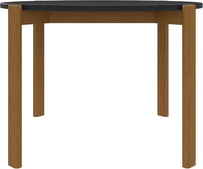 Manhattan Comfort Gales 46-Inch Mid Century Modern Round Dining Table for 2-4 Person, Minimalist Home Furniture with Solid Eucalyptus Wood Legs, Matte Black
