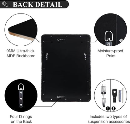 ANDY STAR Hand-Forged Black Bathroom Mirrors for Wall, 22x30 Inch Vintage Solid Steel Metal Frame Bathroom Vanity Mirror, Antique Rounded Rectangle Wall Mirror, Hangs Horizontally or Vertically