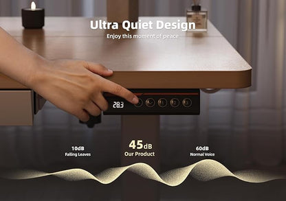 YDN Standing Desk with Drawers, Height Adjustable Desk 55 x 24 Inch, Electric Sit Stand Home Office, Natural