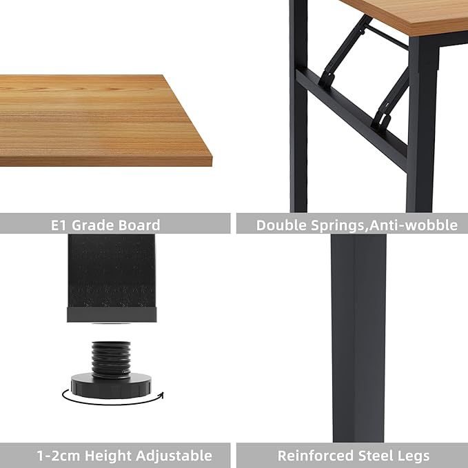 DlandHome Reversible L-Shaped Desk Large Corner Desk Folding Table Computer Desk Home Office Table Computer Workstation,Teak Black-N