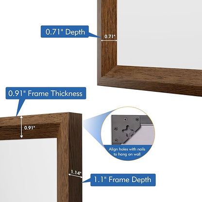 Bathroom Vanity Mirror 48x36 Inch, Walnut Rectangle Bathroom Mirror, Anti-Rust, 4MM Tempered Glass, Wall-Mounted Mirror, Hangs Horizontally or Vertically for Bathroom & Bedroom