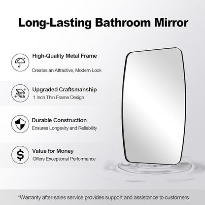 ANDY STAR Oval Mirrors for Bathroom, 20x30’’ Black Bathroom Vanity Mirror with Metal Frame, Black Oblong Bathroom Mirror for Over Sink, Modern Anti Rust Wall Mounted