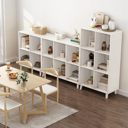IOTXY Open Cube Low Bookcase - 3-Tier Freestanding Storage Display Cabinet Organizer with Legs for Home Office, 6-Cubes Open Shelf Short Bookshelf, White