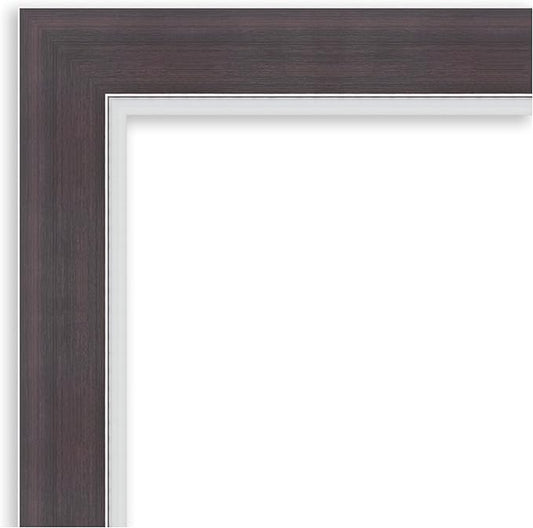 Amanti Art Brown Wall Mirror 30x24 Ellie Brown Silver Rectangle Bathroom Mirror for Wall Decor Living Room, Medium Modern Frame, Hangs Horizonally and Vertically, Bathroom Decor, Beveled Edge