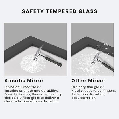 Amorho Black Bathroom Mirror, 72X32 Inch Thick Metal Framed Wall Mirrors for Over 2 Sinks, Bedroom, Living Room, Entryway, Large Rectangle Wall-Mounted Mirrors.