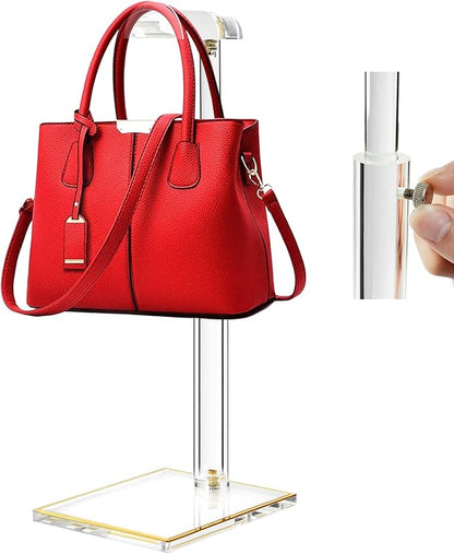 Purse Stands, Acrylic Purses Display Stand, 14“-24” Height Adjustable Handbag Rack, Purse Organizer for Closet, Table Bag Hanging Stand for Closet Retail Vendor Commercial Store(PATENT PENDING)