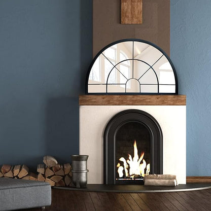 WAMIRRO Arched Window Pane Mirror Decor,Farmhouse Mantel Mirrors for Fireplace/Living Room,24"X40"