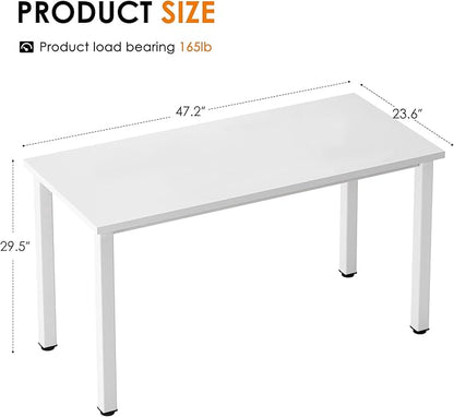 Need Computer Desk, 47 inch Home Office Desk, Modern Simple Style Home Office Gaming Desk, Basic Writing Table for Study Student, White