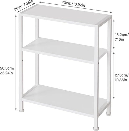 3-Tier Side Table Set of 2, Small End Table, Sofa Side Table for Narrow Spaces, Slim End Table, Nightstand Table, for Living Room Bedroom Office, White