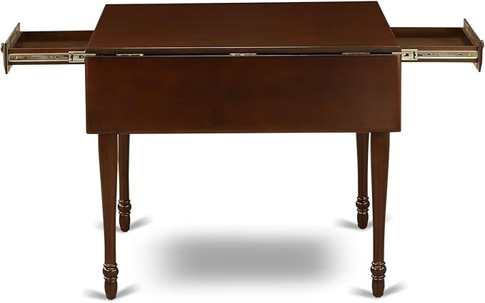 East West Furniture MZCL3-MAH-C 3 Piece Dining Table Set for Small Spaces Contains a Rectangle Dining Room Table with Dropleaf and 2 Linen Fabric Upholstered Chairs, 36x54 Inch, Mahogany