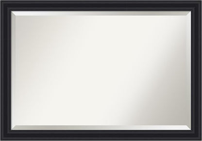Amanti Art Black Bathroom Mirror for Over Sink, 28x40 Dalat Black Rectangle Vanity Mirror, Large Traditional Frame, Hangs Horizonally and Vertically, Bathroom Wall Decor, Beveled Edge