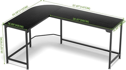Teraves Modern L Shaped Gaming Desk 58'' Corner Computer Desk for Home Office Gaming Table Study Writing Workstation for Small Space, Easy to Assemble