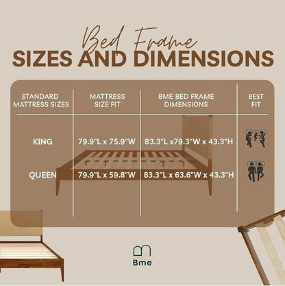 Bme Selina Wood Platform Bed Frame - Handcrafted Paper Cord Unique Headboard - No Box Spring Needed - 12 Strong Wood Slats Support - Easy Assembly - Queen, Dark Chocolate