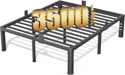FUIOBYVV 18 Inch Full Bed Frame with Rounded Corner and Headboard Hole Mattress Retainers 3500 LBS Metal Heavy Duty Steel Slats Support No Box Spring Needed Platform Noise Free Easy Assembly