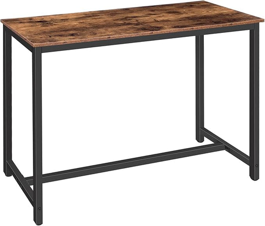 HOOBRO Bar Table, Rectangular Pub Table, 47.2” Counter Height Bar Table, Industrial Bar Height Table, Dining Table for Kitchen, Living Room, Easy to Assemble, Rustic Brown BF50BT01