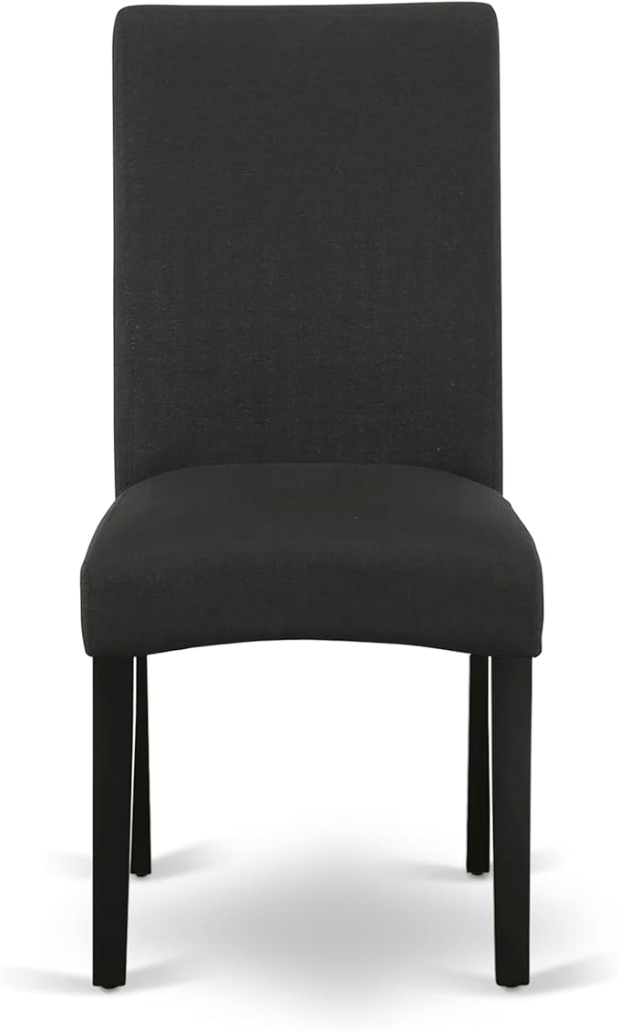 East West Furniture V627DR124-7 7 Piece Modern Dining Table Set Consist of a Rectangle Wooden Table with V-Legs and 6 Black Color Linen Fabric Parsons Dining Chairs, 40x72 Inch, Multi-Color