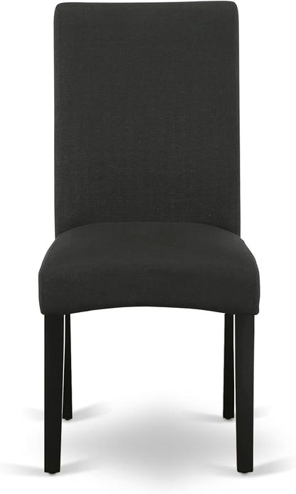 East West Furniture V677DR124-6 6 Piece Dining Table Set Contains a Rectangle Wooden Table with V-Legs and 4 Black Color Linen Fabric Parson Chairs with a Bench, 40x72 Inch, Multi-Color